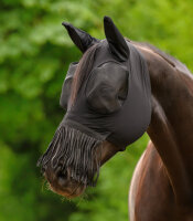 Fliegenmaske Puck mit Nasenfransen WB, schwarz