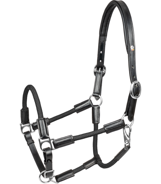 Waldhausen X-Line Lederhalfter Nevada Schwarz/Silber VB – Lederhalfter Vollblut