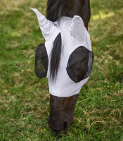 Waldhausen Fliegenmaske Puck Breath WB Silbergrau – atmungsaktiv, UV-Schutz, elastisch, Reißverschluss, Fliegenschutz Pferd