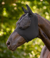 Waldhausen Fliegenmaske Puck VB Schwarz – UV-Schutz, elastisch, Reißverschluss, Fliegenschutz Pferd, extra Augenfreiheit