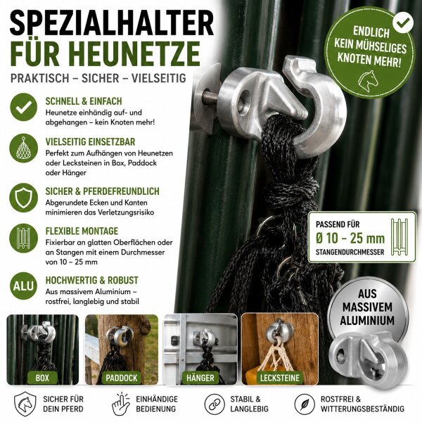 Heunetzhalter Aluminium Spezialhalter für Heunetze & Lecksteine Waldhausen