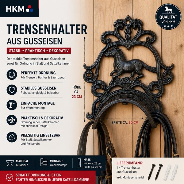 HKM Trensenhalter Gusseisen Wandhalter Trense Zaumhalter Sattelkammer